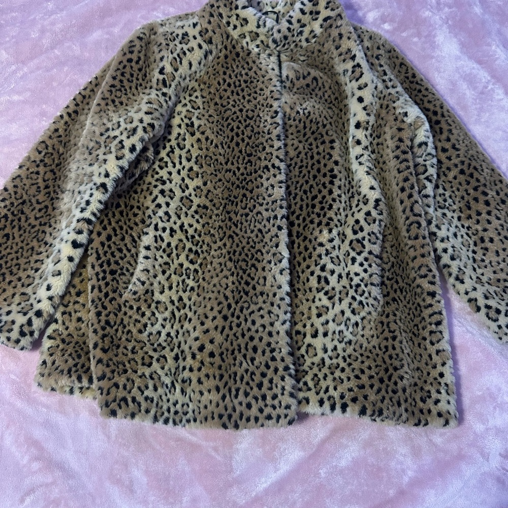 Dressbarn Leopard Print Faux Fur Coat